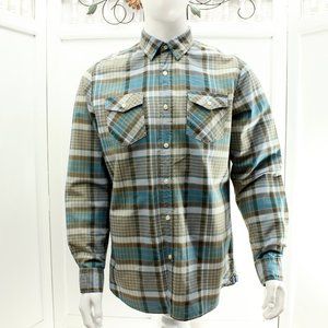 Heritage Nation Mens Long Sleeve Shirt Button Up Plaid Size M